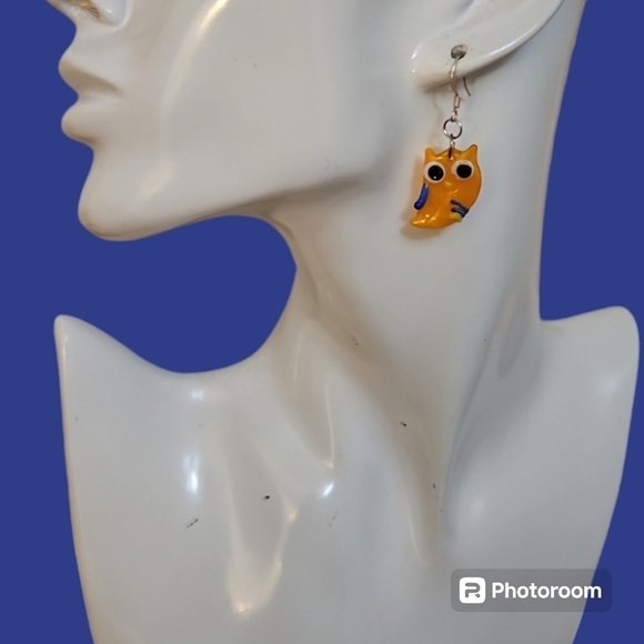 3/$30 Whimsical Yellow Glass Owl Fairycore Dangle Hook Earrings - Picture 1 of 4
